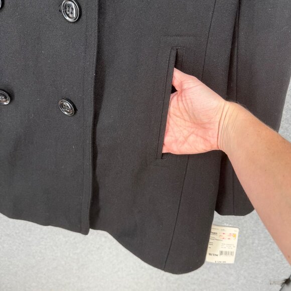 Covington Womens Wool Hooded Peacoat Size 22W Black Double Breasted Classic NEW - Picture 2 of 14